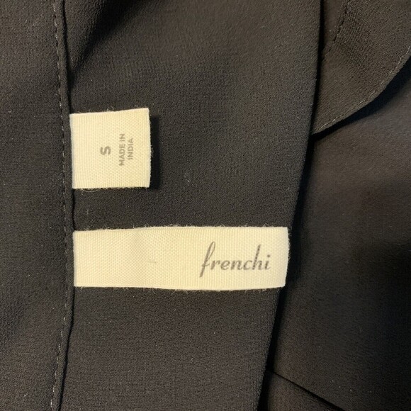 Frenchi Womens Size Small Black Button Up Sheer Blouse - Picture 3 of 5